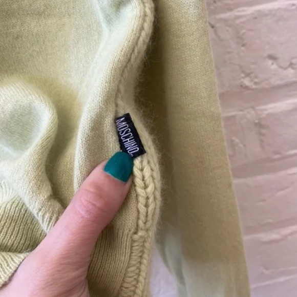 Moschino || Angora Blend Turtleneck Knit Sweater Light Green US 10 - Picture 5 of 9